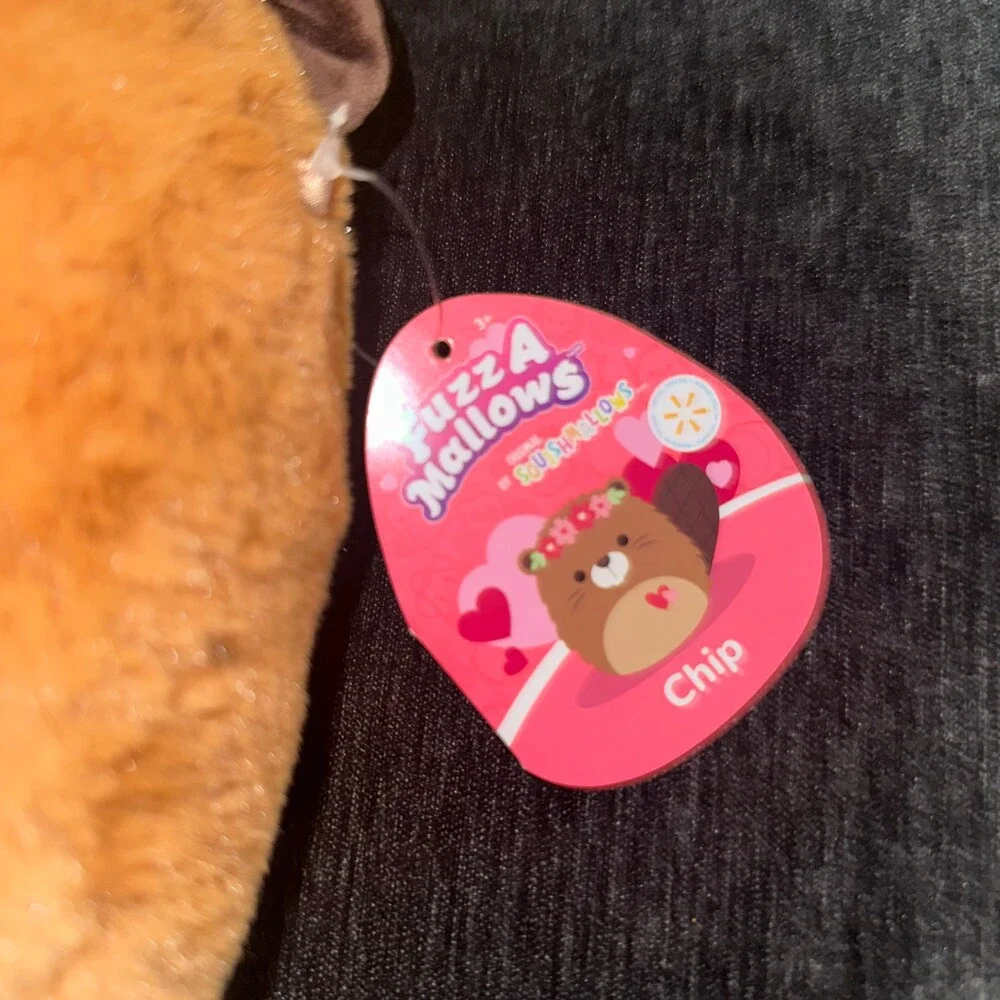 Squishmallows FuzzAMallow 8 Inch Chip Brown Beaver Plush with Flower Crown